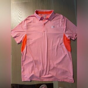 Under armour orange striped polo